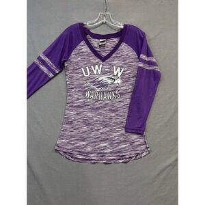 UW-Whitewater Warhawks Shirt Women's Medium Purple Color Block Heather V-Neck
